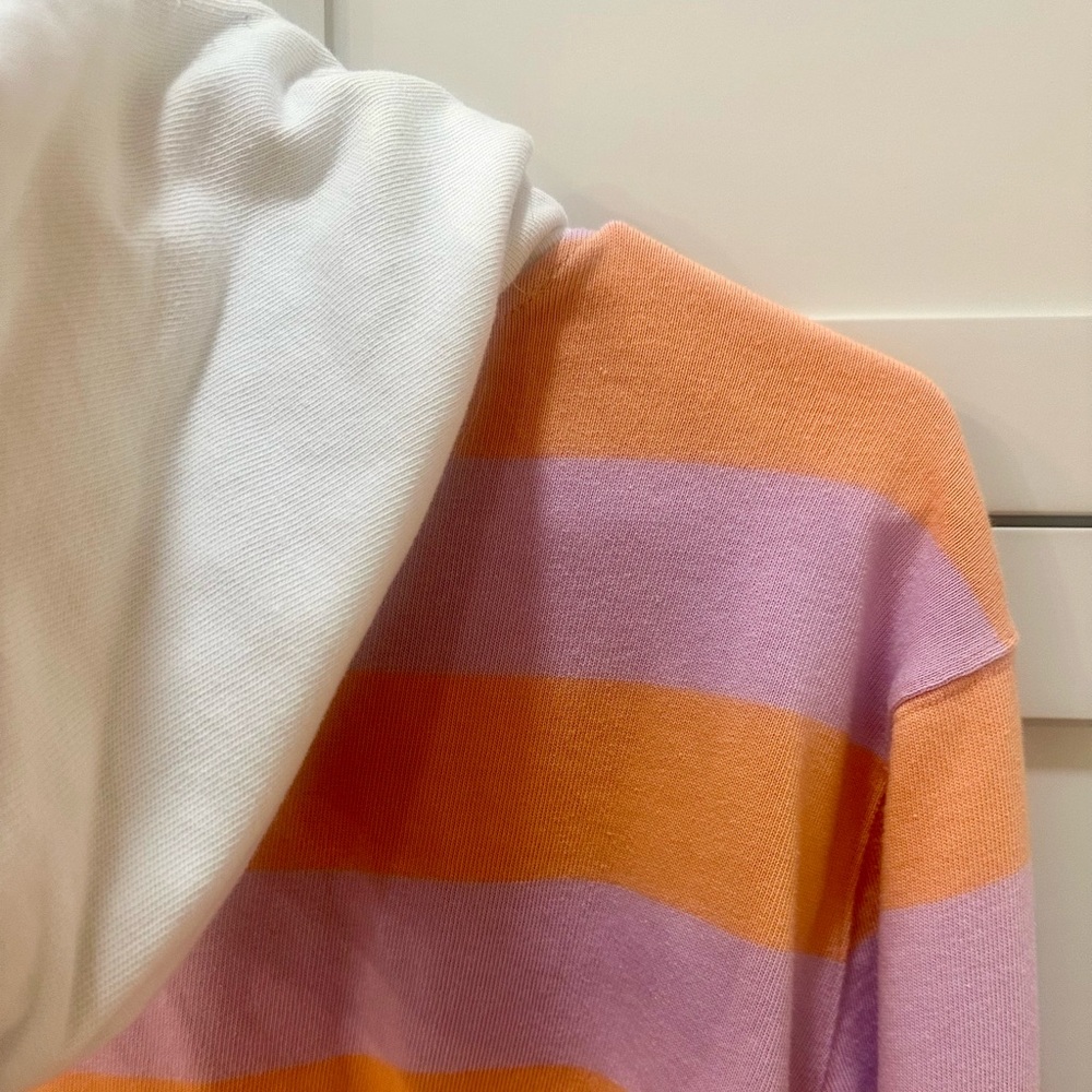 Free Assembly Striped Pastel Rugby Hoodie with Drawstring Hood- L - Picture 8 of 9